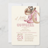 Kleine Cowgirl Western Baby Girl Dusche Rosa Einladung (Vorderseite)