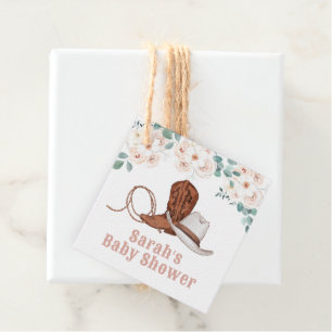 Kleine Cowgirl Western Floral Babyparty Geschenkanhänger