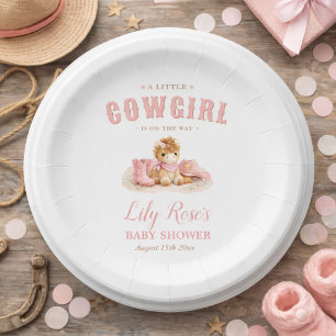 Kleine Cowgirl Western-Mädchen-Baby-Party Pappteller