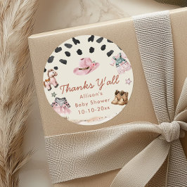 Kleine Cowgirl Western Mädchen Babydusche Runder Aufkleber