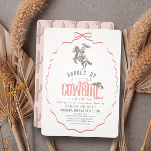 Kleine Cowgirl Western Rosa Schleife Mädchen Baby- Einladung
