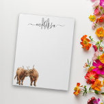 Kleine Cows Aquarellfarben, Monogramm Name Notepad Notizblock<br><div class="desc">Dieses Design kann in dem Bereich personalisiert werden, der durch das Ändern des Fotos und/oder Textes zur Verfügung gestellt wird. Sie können auch angepasst werden, indem Sie auf Vorlage personalisieren klicken und dann auf die Schaltfläche klicken, um weitere Optionen anzupassen, um die Hintergrundfarbe zu löschen oder zu ändern, Text hinzuzufügen,...</div>