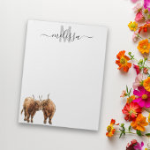 Kleine Cows Aquarellfarben, Monogramm Name Notepad Notizblock