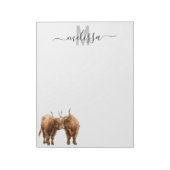 Kleine Cows Aquarellfarben, Monogramm Name Notepad Notizblock (Rotiert)
