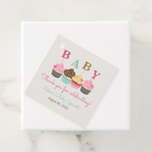 Kleine Cupcake Baby Sprinkle oder Babydusche Geschenkanhänger (Beispiel)