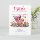 Kleine Cupcake Pink Stroller Kinderdusche Einladung (Stehend Vorderseite)