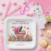 Kleine Cupcake Pink Stroller Kinderdusche Pappteller (Party)