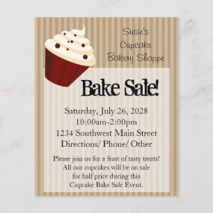 Kleine Cupcake, weiche Mocha-Streifen Backverkaufs Flyer