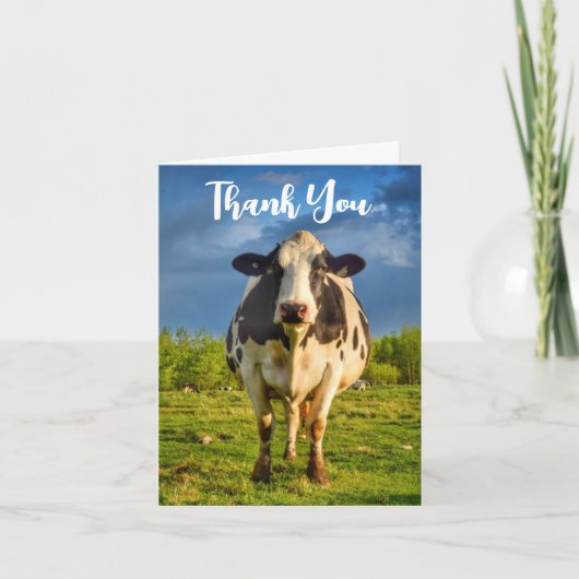 Kleine Custom Holstein Kuh Vielen Dank Note Card Dankeskarte (Vorderseite)