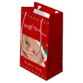 Kleine Custom Red Merry Weihnachtsgeschenktaschen Geschenktüte (Rückseite Schrägansicht)