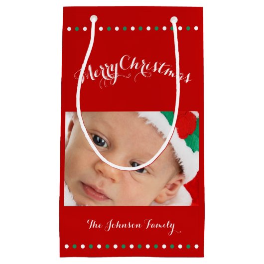 Kleine Custom Red Merry Weihnachtsgeschenktaschen Geschenktüte (Vorderseite)
