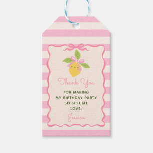 Kleine Cutie Lemon Pink 1. Geburtstag Danke schön Geschenkanhänger