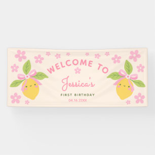 Kleine Cutie Lemon Pink Daisy 1. Geburtstag WILLKO Banner
