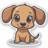 Kleine Dackel, große, helle Augen, kleine Aufkleber (Vorderseite)