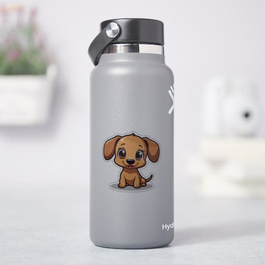 Kleine Dackel, große, helle Augen, kleine Aufkleber (HydroFlask)