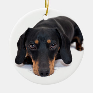 Kleine Dackel Keramik Ornament