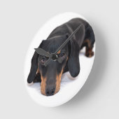 Kleine Dackel Runde Wanduhr (Winkel)
