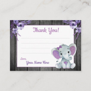 Kleine Dankesmarken mit Text Elephant Lila Visitenkarte