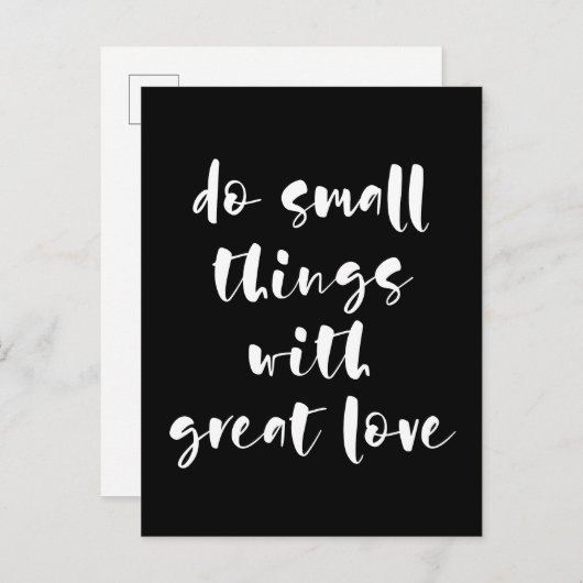 Kleine Dinge mit großartiger Liebe, schwarze Postk Postkarte (Vorne/Hinten)