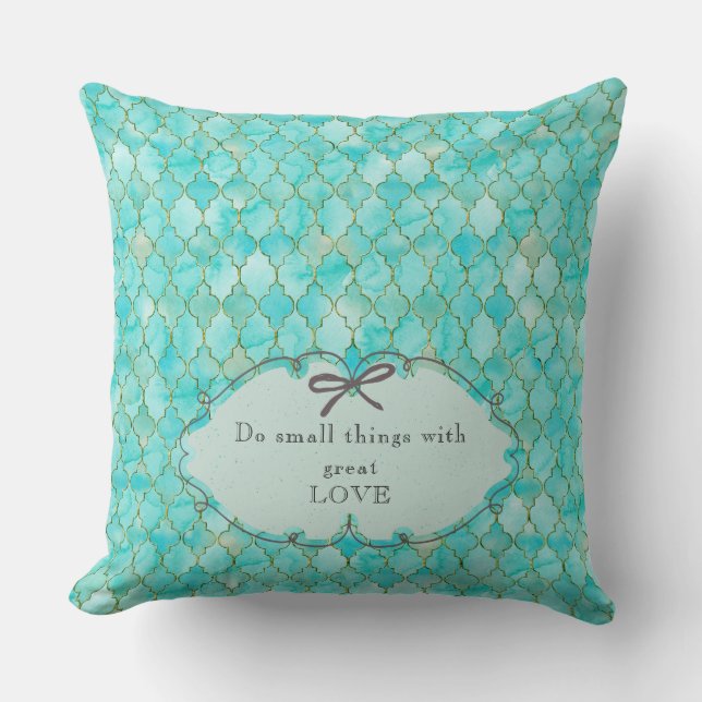 Kleine Dinge mit großer Liebe Marocco aqua gold tu Kissen (Vorderseite)