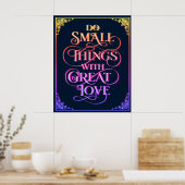 Kleine Dinge mit großer Liebe tun - Farben auf bla Poster (Küche)