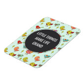 Kleine Dinge Sprichwort mit Whimsical Bird Muster Magnet (Linke Seite)