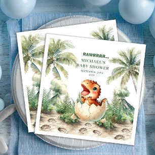 Kleine Dino-Baby-Party Schlüpft bald Namens Servie Serviette