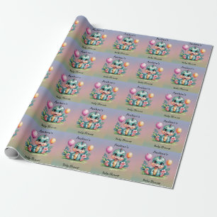 Kleine Dinosaurier Babydusche Geschenkpapier