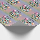 Kleine Dinosaurier Babydusche Geschenkpapier (Ecke)