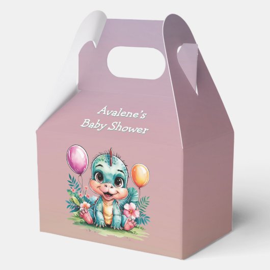 Kleine Dinosaurier Babydusche Geschenkschachtel (Rückseite)