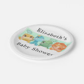 Kleine Dinosaurier Babydusche Pappteller (Schrägansicht)