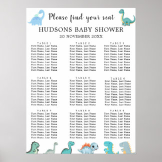 Kleine Dinosaurier Süße Babyparty Sitzordnung Poster