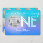 Kleine Disco-Tänzerin Einladung zum ersten Geburts (Vorne/Hinten)