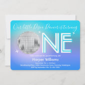 Kleine Disco-Tänzerin Einladung zum ersten Geburts (Vorderseite)