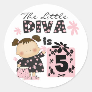 Kleine Diva-5. Geburtstags-T-Shirts und Geschenke Runder Aufkleber