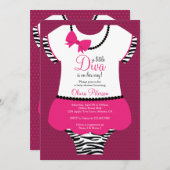 Kleine Diva Baby Dusche Einladung, Zebra, Pink Einladung (Vorne/Hinten)