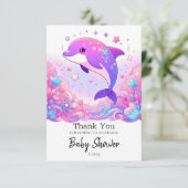 Kleine Dolphin-Babydusche Dankeskarte (Stehend Vorderseite)