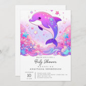 Kleine Dolphin-Babydusche Einladung (Vorne/Hinten)