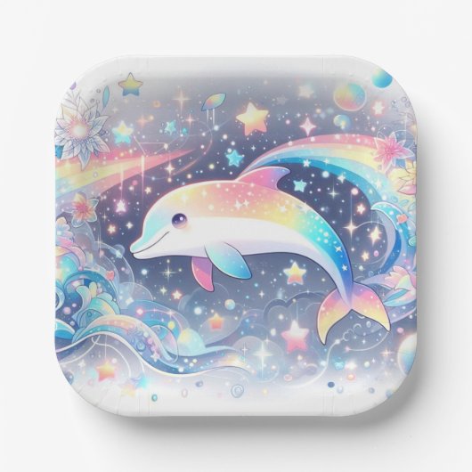 Kleine Dolphin-Babydusche Pappteller (Vorderseite)