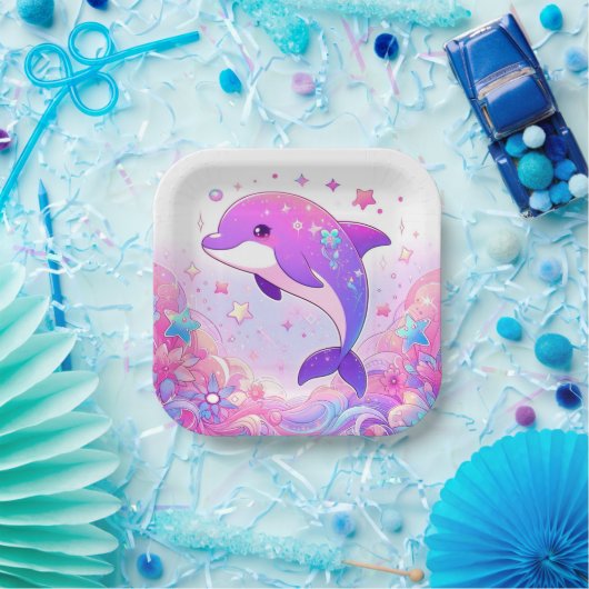 Kleine Dolphin-Babydusche Pappteller (Party)