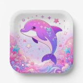 Kleine Dolphin-Babydusche Pappteller (Vorderseite)