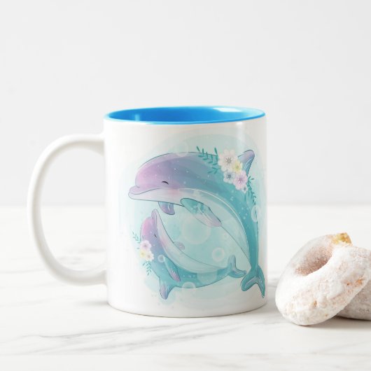 Kleine Dolphin-Tasse Zweifarbige Tasse (Mit Donut)
