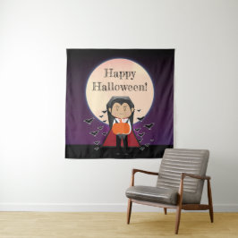 Kleine Dracula Kostüme Halloween-Party Hintergrund Wandteppich