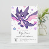 Kleine Dragon Baby Dusche Einladung (Stehend Vorderseite)