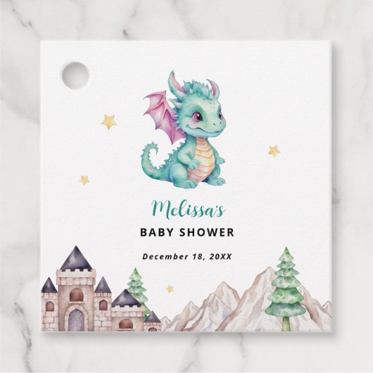 Kleine Dragon Baby Dusche Geschenkanhänger (Vorderseite)