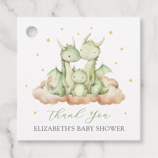Kleine Dragon Baby Dusche Geschenkanhänger (Vorderseite)
