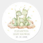 Kleine Dragon Baby Dusche Runder Aufkleber (Vorderseite)