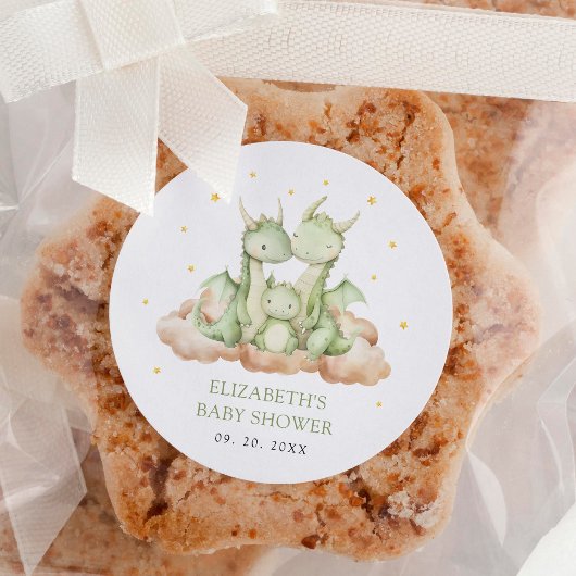 Kleine Dragon Baby Dusche Runder Aufkleber