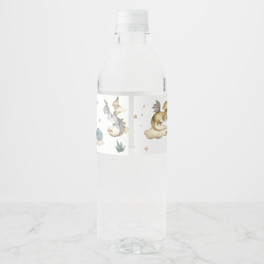 Kleine Dragon Baby Dusche Wasserflaschenetikett (Rückseite)
