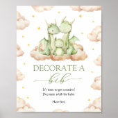 Kleine Dragon Babydusche dekorieren ein Bib-Zeiche Poster (Vorne)